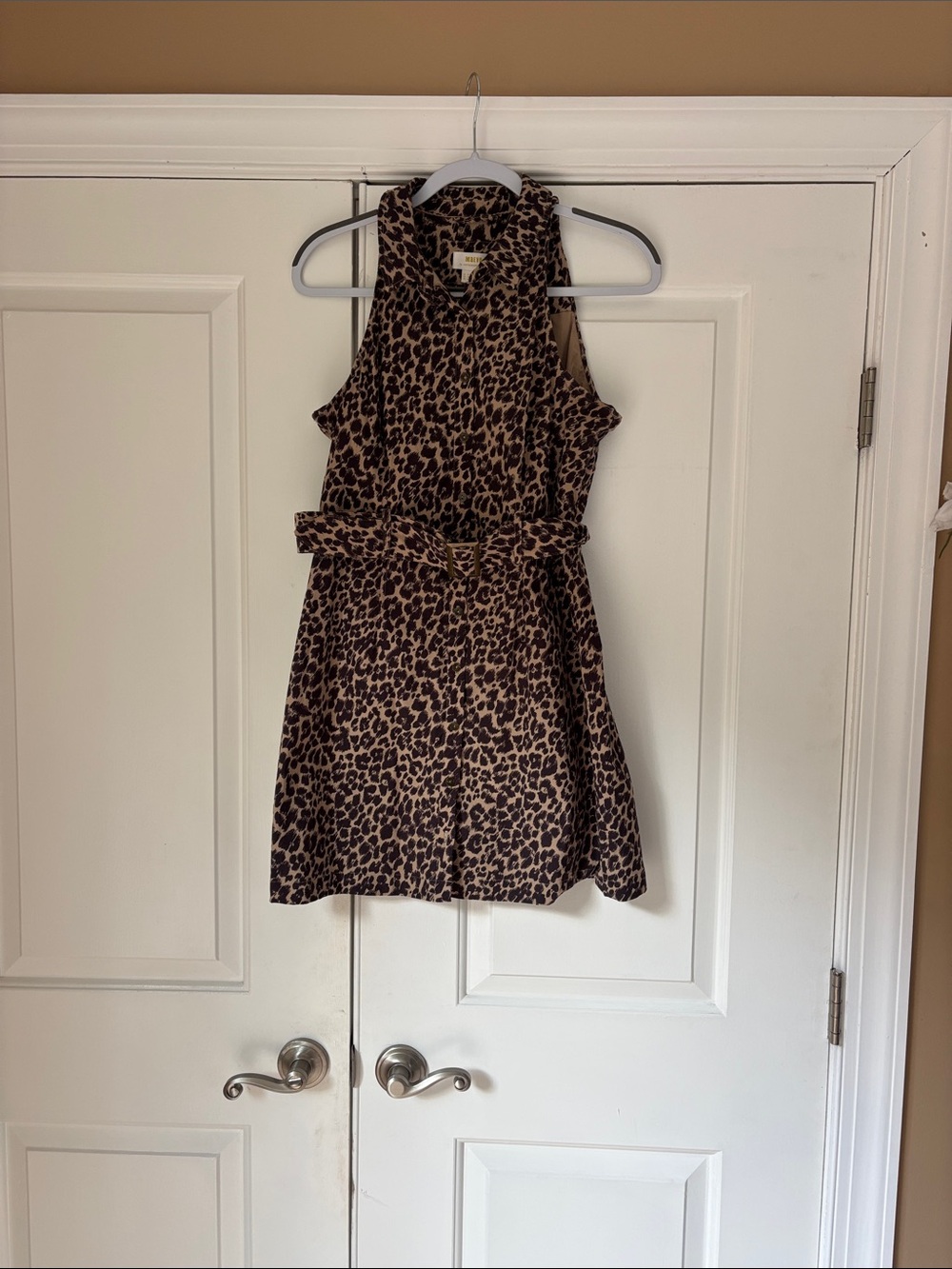 Anthropologie Leopard Print Sleeveless Belted Dress - Brown & Black
